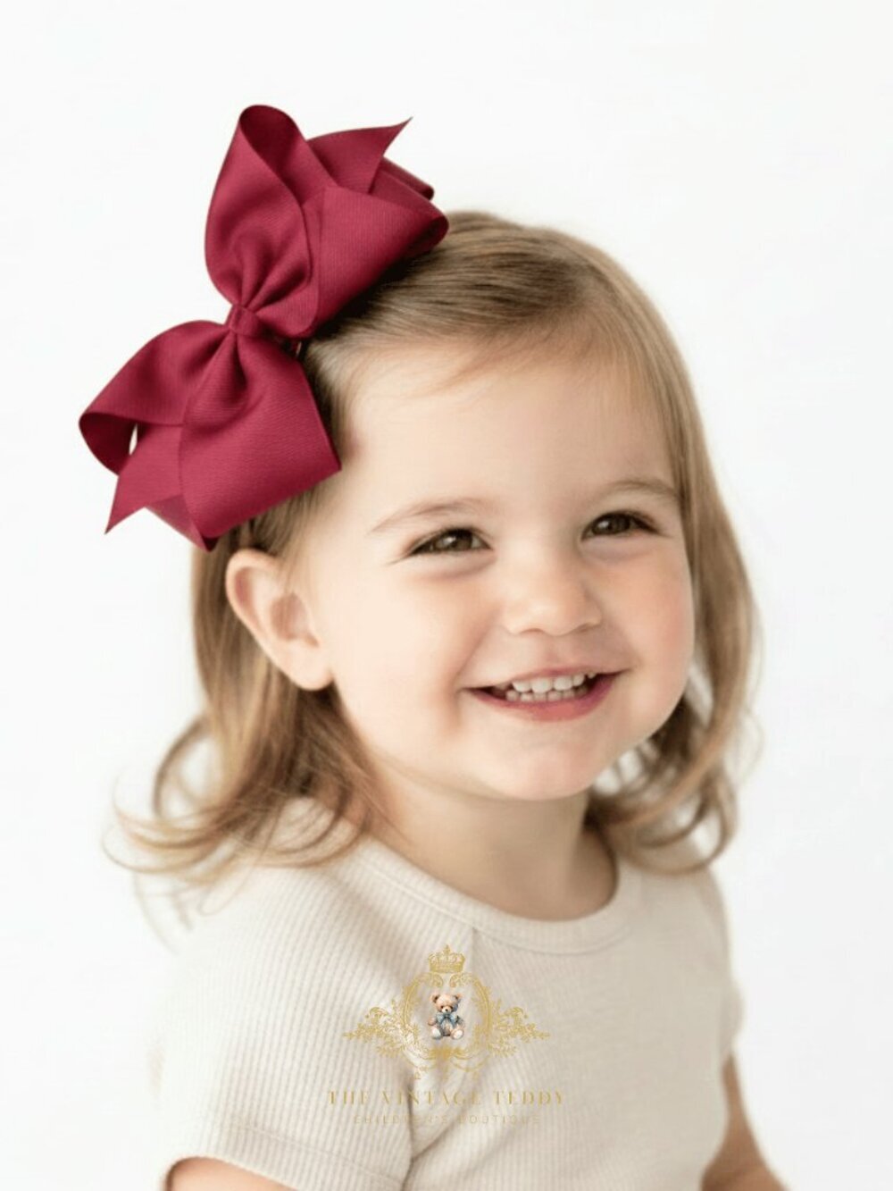 Pretty Girls Hair Bows Grosgrain Ribbon Clips Hair Accessories Burgundy 6 Inch